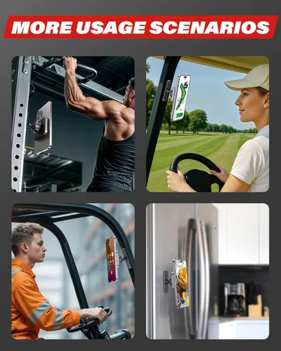 Miniatura 7 de A2C Soporte magnético para teléfono para gimnasio, base de aleación de aluminio que se fija a superficies metálicas y no metálicas, soporte