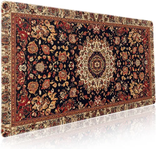 Miniatura 18 de Alfombrilla de mouse negra estética vintage para juegos botánicos, extendida, bonita planta verde bosque, naturaleza, floral, grande