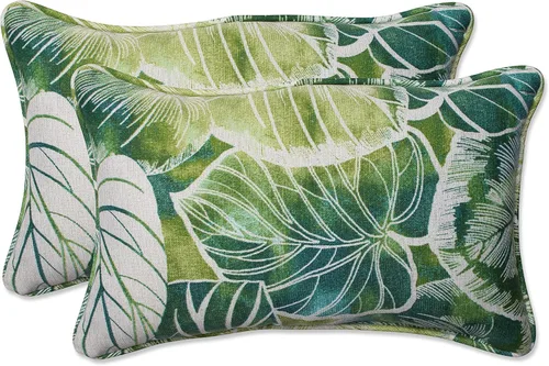 Miniatura 26 de Pillow Perfect Almohadas botánicas para interiores y exteriores, 2 unidades, acento, 16.5 x 16.5 pulgadas, naranja Sunny Daze