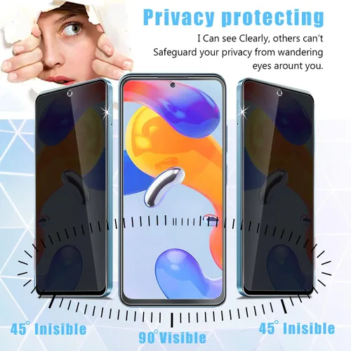Miniatura 3 de [Paquete de 2+2] Diseñado para Xiaomi Redmi Note 11 Pro/Redmi Note 11 Pro 5G Protector de pantalla de vidrio templado de privacidad (2 paquetes) +
