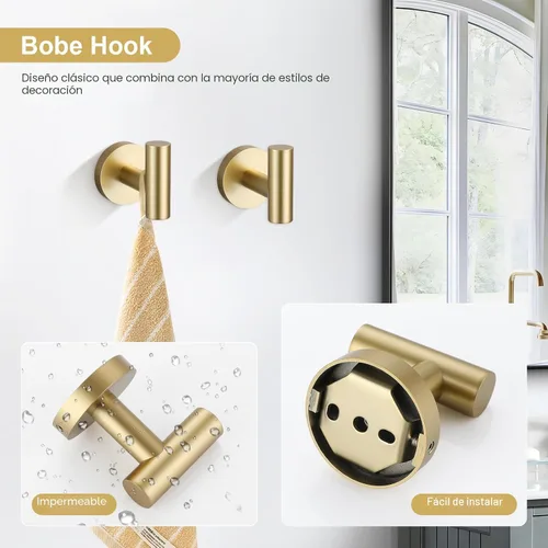 Miniatura 3 de TQKAG Juego de accesorios de baño de 5 piezas, juego de accesorios de baño de oro cepillado de 23.6 pulgadas, juego de toallero de acero inoxidable