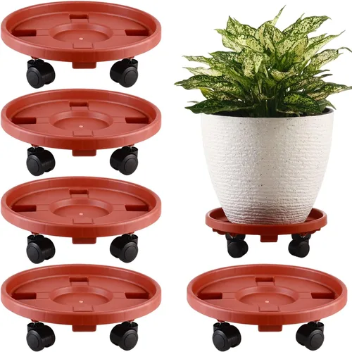 Miniatura 19 de Paquete de 3 organizadores grandes para plantas con ruedas de 13 pulgadas, soportes rodantes para plantas de plástico resistente, base rodante