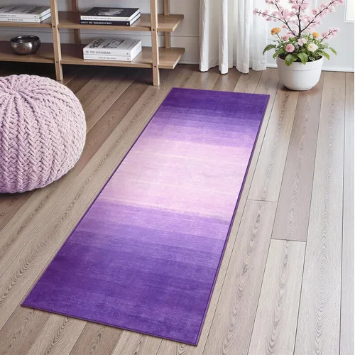 Miniatura 45 de Wonnitar Alfombra rosa lavable de 2 x 6 pies, moderna alfombra de pasillo de baño en degradé, contemporáneo, antideslizante, alfombra degradada