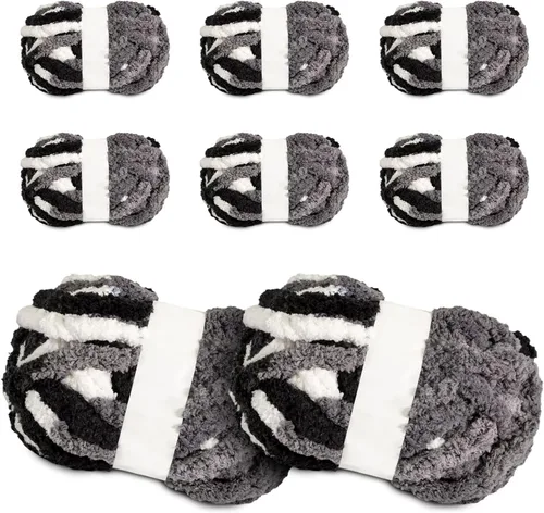 Miniatura 19 de Ultra Suave 1kg (2.2 LBS) Hilo Grueso para Tejer a Mano, Hilo de Tubo de Tela de Terciopelo Luxuoso para Hacer Bolsos, Almohadas, Mantas, Azul Ártico