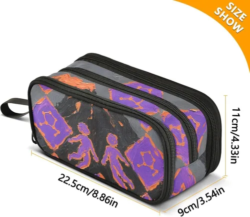 Miniatura 3 de Bolsas de lápices de nylon para niñas Géminis púrpura naranja negro gran capacidad estuche de lápices escuela papelería para mujer primaria estuche