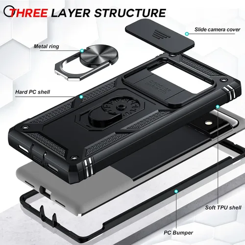 Miniatura 3 de LeYi Funda para Google Pixel 6: Funda para teléfono para Pixel 6 con cubierta deslizante para cámara + [2 paquetes] Protector de pantalla de vidrio