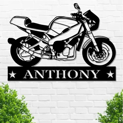 Miniatura 23 de Letrero de metal personalizado para motocicleta, arte de pared de metal con bandera de EE. UU., arte de pared de metal para motocicleta, letrero