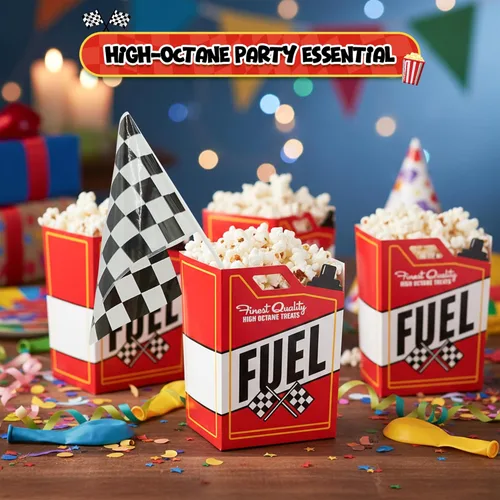 Miniatura 7 de 24 cajas de palomitas de maíz para autos de carreras con 24 banderas a cuadros, bandera de carreras en blanco y negro de 6 x 4 pulgadas (sirve 24)