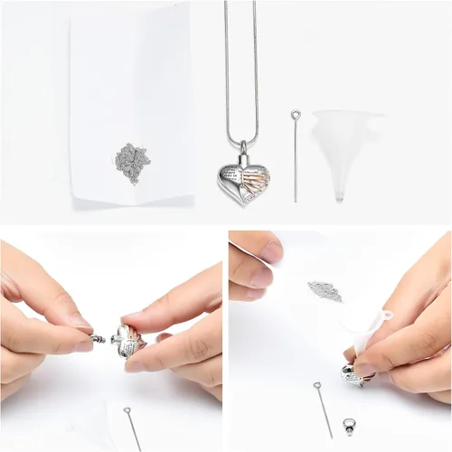 Miniatura 31 de Imrsanl Collar con dije de urna de cremación en forma de corazón para cenizas humanas – Un pedazo de mi corazón vive en el cielo