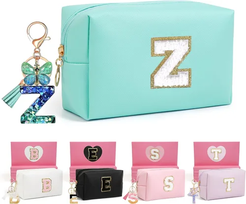 Miniatura 31 de AIBFRID 2 piezas de bolsas de maquillaje iniciales para mujeres, regalos de cumpleaños para niñas de 4 5 6 7 8 9 10 11 12 años, bolsas de cosméticos