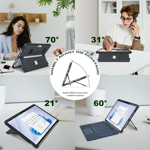 Miniatura 7 de Funda para Microsoft Surface Pro 11/10/9/8 de 13 pulgadas, con cubierta de stent y correa de mano, todo en uno a prueba de golpes, funda resistente
