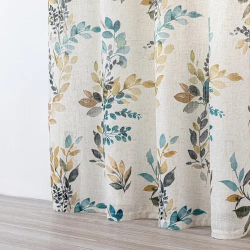 Miniatura 5 de MYSKY HOME Cortinas florales semitransparentes con aspecto de lino para dormitorio, 63 pulgadas de largo, 2 paneles para cocina, ventana pequeña