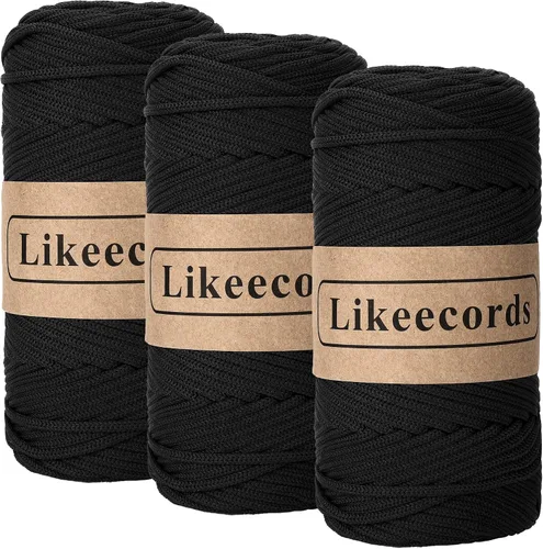 Miniatura 39 de Likeecords Cordón de macramé trenzado de poliéster de 0.157 in, 140 yardas/426 pies, hilo elástico para bolsa de ganchillo para manualidades, Verde