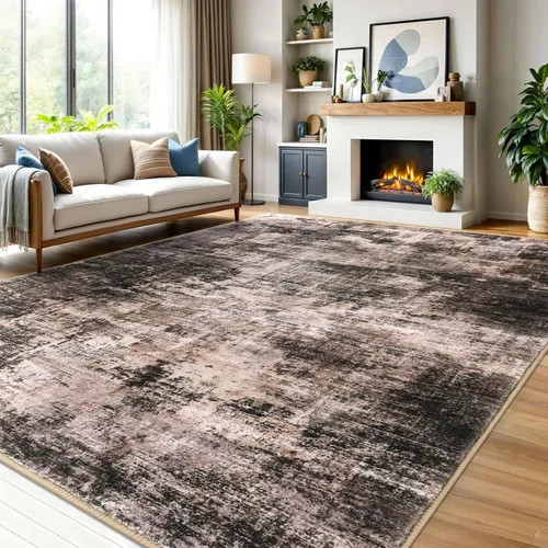 Miniatura 210 de IOHOUZE Alfombra pequeña abstracta de 2 x 3 pies, alfombra de entrada lavable para entrada interior, alfombras con respaldo de goma, alfombra gris
