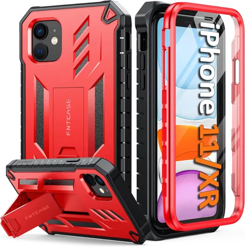 Miniatura 9 de FNTCASE Funda para iPhone 11: funda para iPhone XR [protector de pantalla y soporte integrados] [protección contra caídas de grado militar] Negro