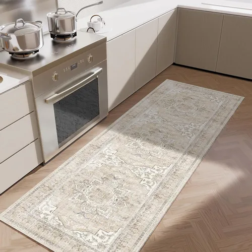 Miniatura 49 de Alfombra de pasillo lavable antideslizante: alfombra de cocina de 2 x 6 pies, resistente a las manchas, con parte trasera de goma, alfombra suave
