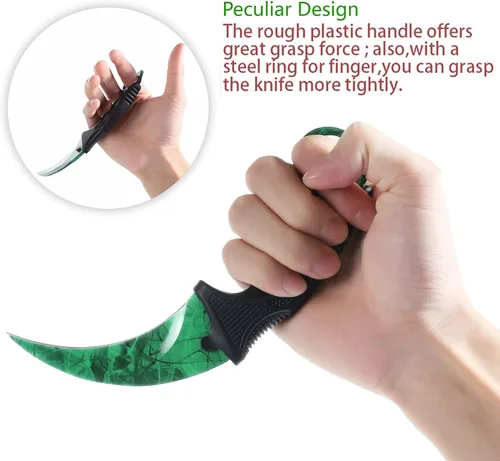 Miniatura 2 de TOPOINT KZ03-22 - Paquete de 2 cuchillos Land Karambit CS, cuchillo de hoja fija con funda y cordón KZ03-22 (verde y cielo estrellado)
