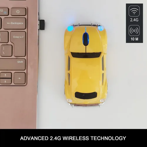 Miniatura 6 de Ratón inalámbrico para automóvil, divertido ratón en forma de automóvil de 2.4 GHz, ratón óptico inalámbrico para computadora, PC, portátil