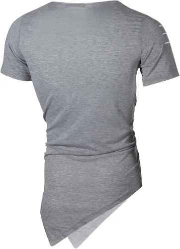 Miniatura 4 de Camisas recortadas Hombres Verano Manga Corta Cuello Redondo Camisetas Tops Blusas irregulares Deportivas sólidas