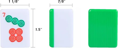 Miniatura 4 de Juego de mahjong chino, juego de mahjong con 146 azulejos grandes numerados (1.5 pulgadas, verde), juego de azulejos Mahjong con estuche de Set