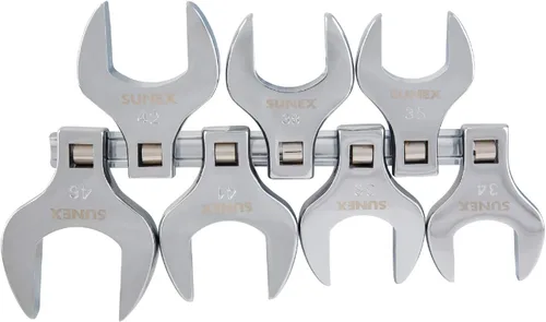 Sunex Tools 9740A juego de llaves de pata recta 1/2 pulg. métrico gigante, 34mm - 46mm, totalmente pulido, 7 piezas (incluye riel de almacenamiento)