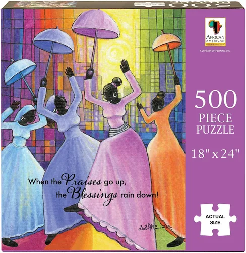 Miniatura 2 de Expresiones Afroamericanas - Rompecabezas "Praises Go Up" – Rompecabezas de 500 piezas inspiradores para adultos Arte inspirador basado en la fe