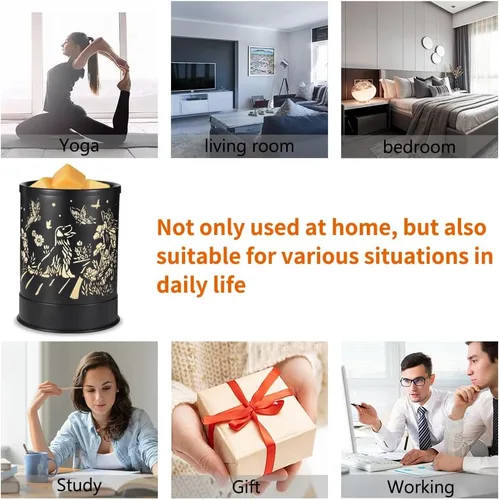 Miniatura 4 de Nawaza - Calentador de cera de metal 2 en 1, eléctrico, para velas aromáticas, derretido de cera y cubos de cera con luz LED, quemador de aceites