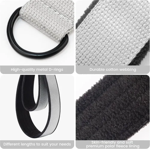Miniatura 3 de 2 correas cómodas de doble bucle para Pilates de grosor mejorado, correa de anillo en D para gimnasio en casa y accesorios de entrenamiento de yoga