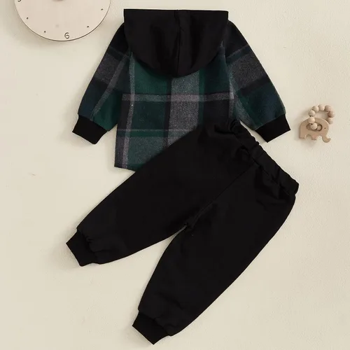 Miniatura 104 de Conjunto de ropa de otoño e invierno para bebé y niño, sudadera larga con capucha y pantalones para niños pequeños, 6, 12, 18, 24 meses, 2T