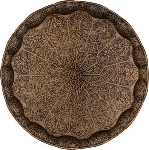 Alisveristime Bandeja turca otomana para servir té y café, 13.60 pulgadas, metal con motivos tradicionales, disponible en cinco colores (verde