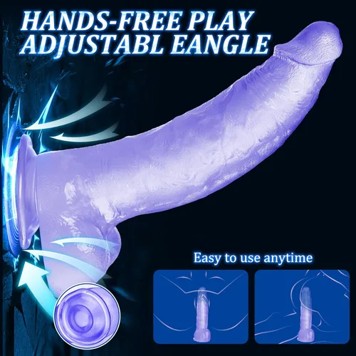 Miniatura 4 de Consolador morado grande de 9 pulgadas, consolador suave y grueso con fuerte ventosa para jugar con manos libres, juguetes para adultos para punto G