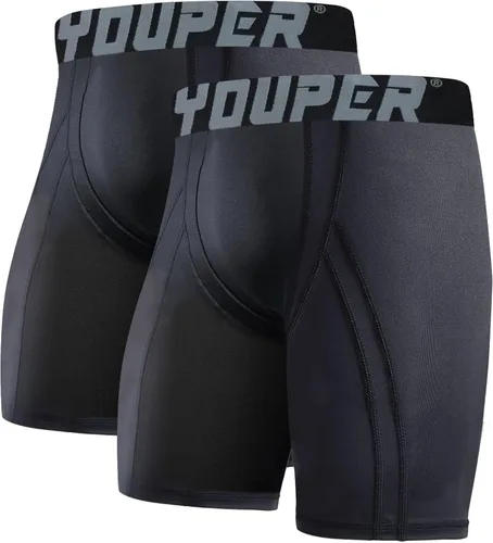 Youper Pantalones cortos de compresión para adultos con bolsillo para tazas, partidarios atléticos para hombre para béisbol y fútbol
