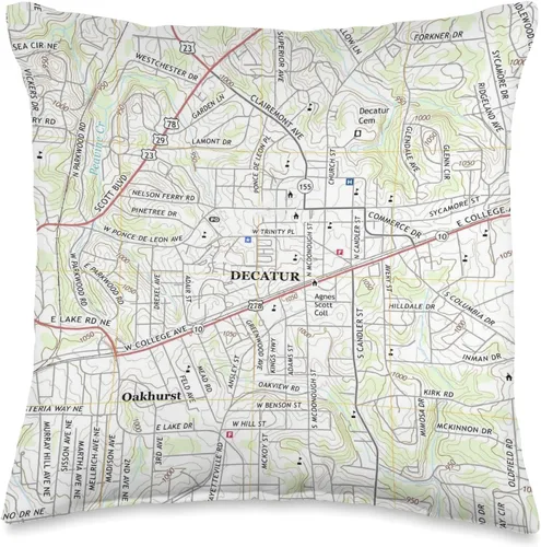 Decatur GA Map (2017) Almohada de tiro