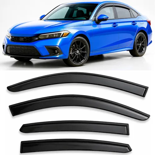 Miniatura 36 de 2016-2021 Protectores de Lluvia Adhesivos para Honda Civic Sedan, Deflectores de Visera Lateral EX EX-L LX Sport Touring, Sombras de Ventilación