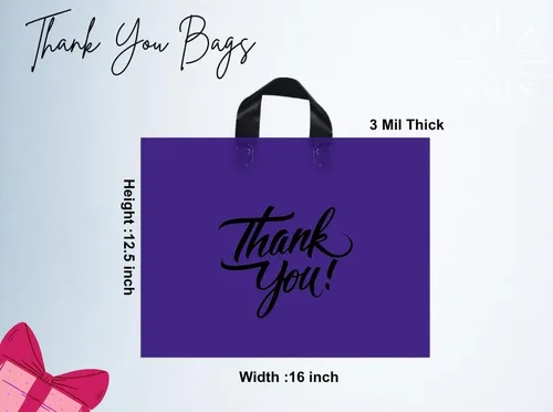 Miniatura 2 de Infinite Pack Bolsas grandes de mercancía de agradecimiento con asa de lazo, bolsa de boutique brillante, refuerzo inferior de 3 pulgadas y 3 mil