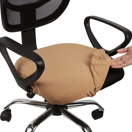 Miniatura 16 de Melaluxe Funda para silla de oficina de jacquard elástico, extraíble y lavable, funda de asiento giratoria para silla de escritorio, color negro