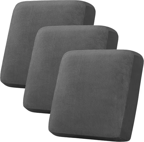 Miniatura 30 de H.VERSAILTEX - Funda de terciopelo elástica y afelpada para protección de cojines de sofá biplaza, silla o sofá, 2 piezas, tamaño grande, color gris