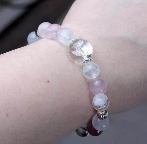 Miniatura 162 de Precious Gemstone Natural Crystal Healing Bracelet, Rutilated Quartz, Moonstone, Quartz Handmade Original Design Bracelet