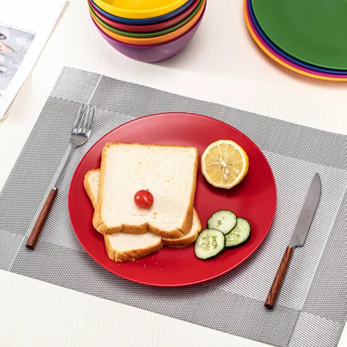 Miniatura 4 de KX-WARE Juego de 12 platos de plástico irrompibles y reutilizables de 9.875 pulgadas, multicolor, aptos para lavavajillas, sin BPA