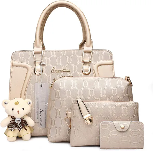 Miniatura 85 de Bolsos de mano de moda para mujer, bolsa de hombro, asa superior, bolsa de mano, juego de 4 piezas