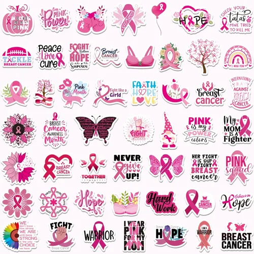 Miniatura 4 de MARFOREVER 200 piezas de calcomanías de conciencia del cáncer de mama, calcomanías de cinta rosa para mujeres y niñas, calcomanías de vinilo