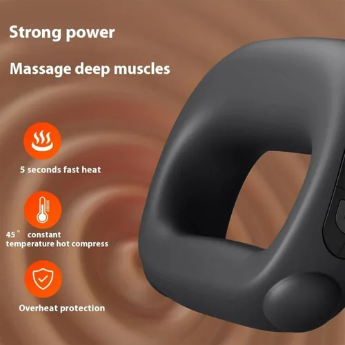 Miniatura 4 de Pistola de masaje muscular de percusión para tejidos profundos: con calor, intensidad y velocidad ajustables, supersilenciosa, recargable por USB-C
