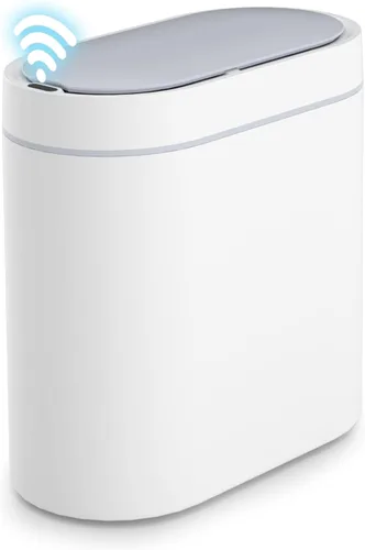 Miniatura 8 de SYNCVIBE Basurero de baño con tapa de 2 galones delgado con sensor de movimiento, cubo de basura de plástico automático estrecho para dormitorio