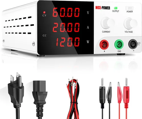 Miniatura 9 de NICE-POWER Fuente de alimentación de CC variable, fuente de alimentación de banco de alta potencia de 15V 60A 900W con perilla de codificador