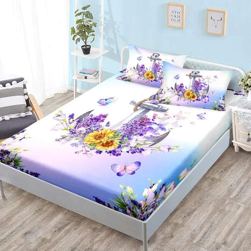 Miniatura 11 de HOSIMA Ropa de cama náutica, sábana bajera ajustable de anclaje de velero, cama individual en una bolsa para niños, decoración de habitación
