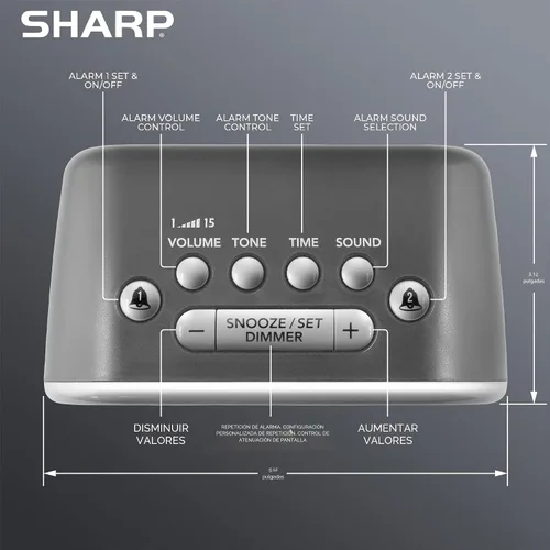 Miniatura 3 de Reloj despertador súper fuerte Sharp Big Bang para personas que duermen mucho, 6 sonidos de despertador extremadamente fuertes: Gallo, Clarín, Mamá