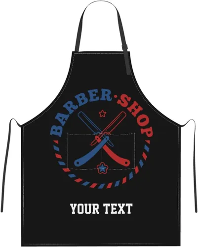 Miniatura 33 de Delantal de barbería personalizado para hombres y mujeres, delantal de texto personalizado con bolsillos, delantal ajustable personalizado