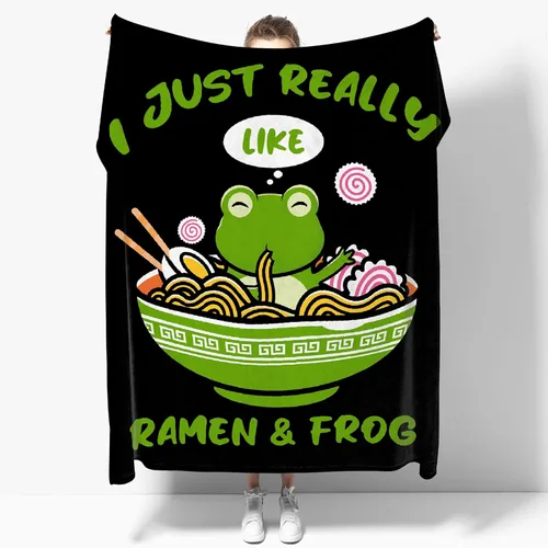 Miniatura 12 de Manta personalizada con nombre "I Just Really Like Noodle Frog", regalo divertido para niñas/niños, para sofá, cama, dormitorio, sala de estar