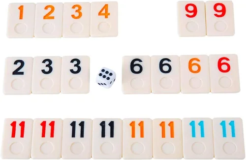 Miniatura 6 de Homwom 106 Tiles Rummy Game – Juegos de viaje Rummy Juego de mesa Rummy con estuche de aluminio y 4 bandejas antideslizantes duraderas