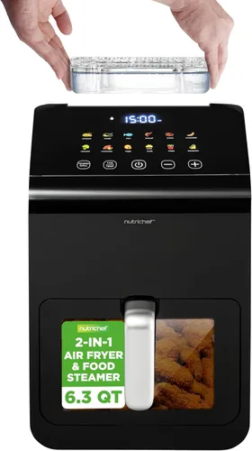 Nutrichef Ablandador eléctrico de freidora de aire de 6.3 cuartos de galón | 12-1 funciones de cocción preestablecidas | Incluye función de